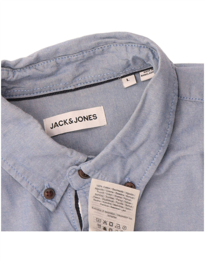 Мужская рубашка Jack & Jones, большая синяя хлопковая
