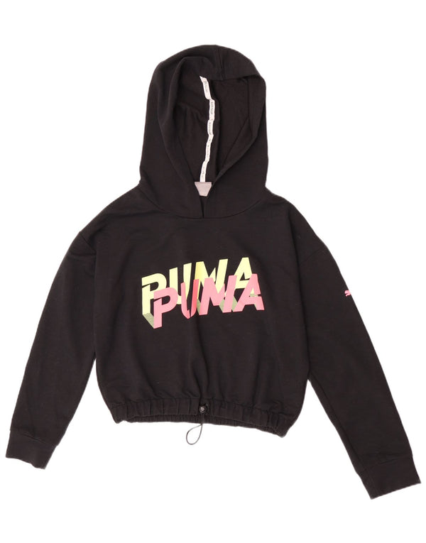 Женский укороченный джемпер с капюшоном большого размера Puma UK 6 XS, черный полиэстер