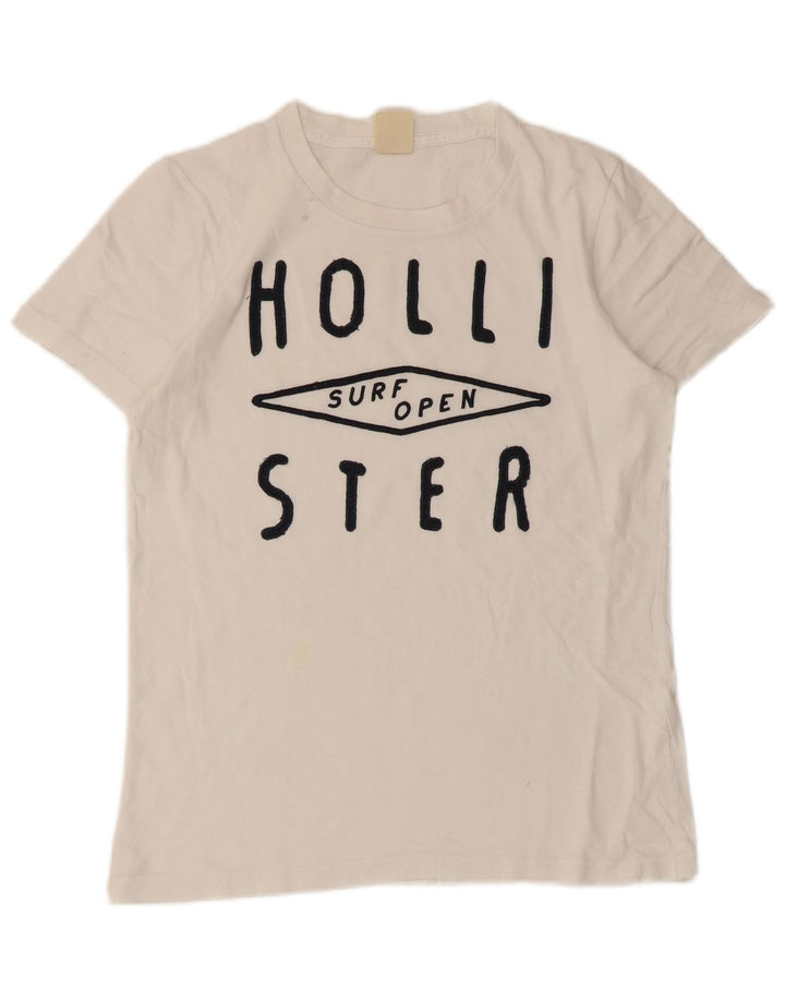 Мужская футболка с рисунком Hollister, маленькая белая