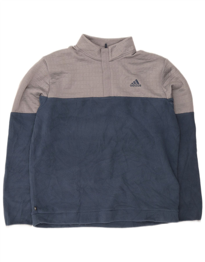 Мужской флисовый джемпер Adidas с воротником на молнии, большой темно-синий, полиэстер