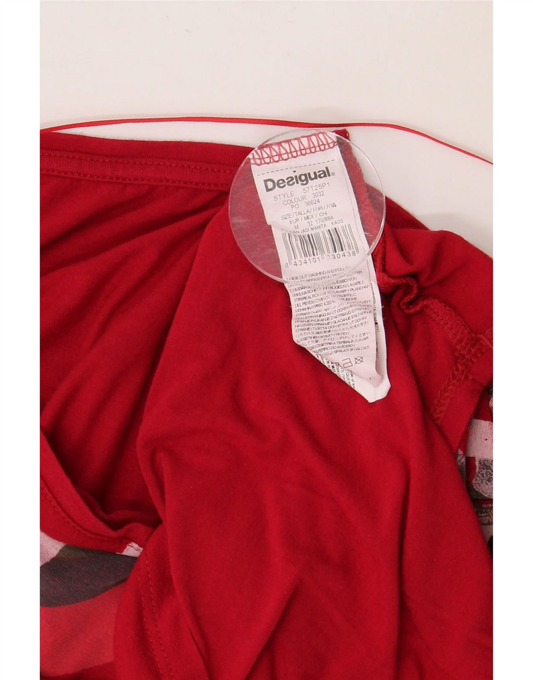 Женский топ с рисунком DESIGUAL, рукав 3/4, UK 14, средний красный, вискоза