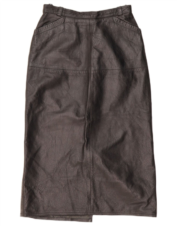 ВИНТАЖНАЯ женская кожаная юбка EU 36, маленькая W26, черная кожа