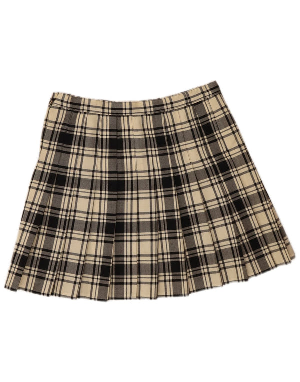 Женская мини-юбка VINTAGE W30 среднего размера в клетку белого цвета из натуральной шерсти