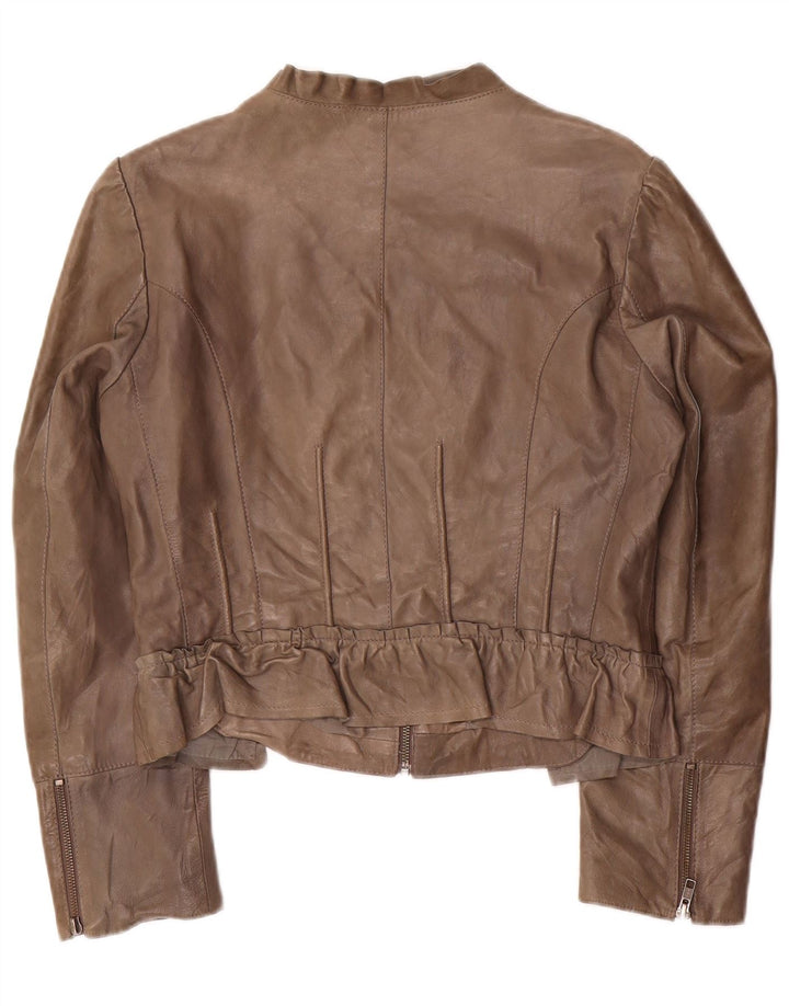 Женская укороченная кожаная куртка Penny Black UK 14, большая серая кожаная