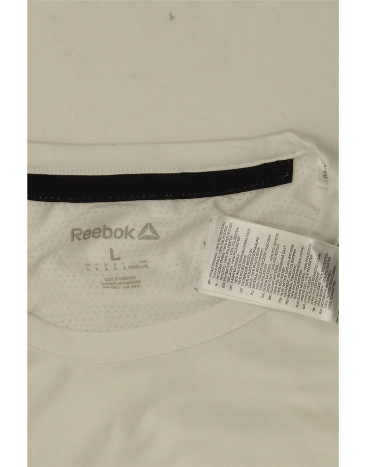 Мужская футболка Reebok, большой белый полиэстер с цветными блоками