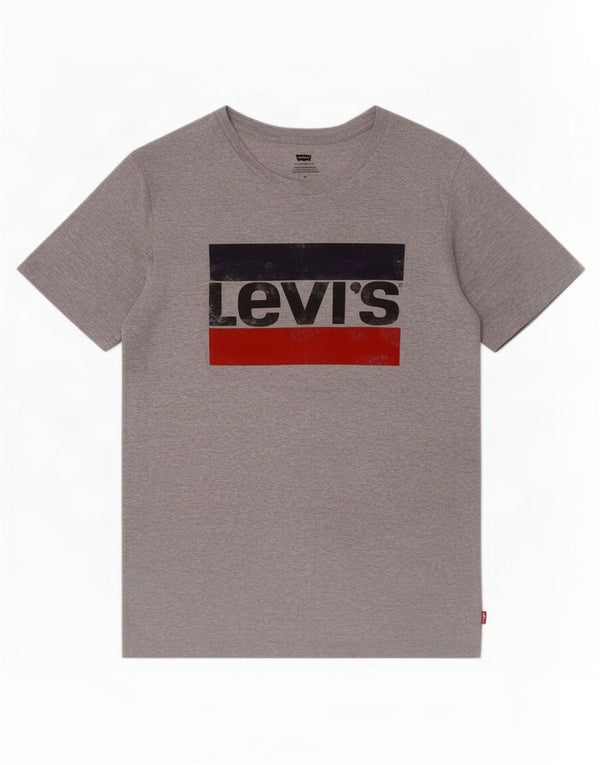 Мужская футболка с рисунком Levi's, хлопковый топ среднего серого цвета