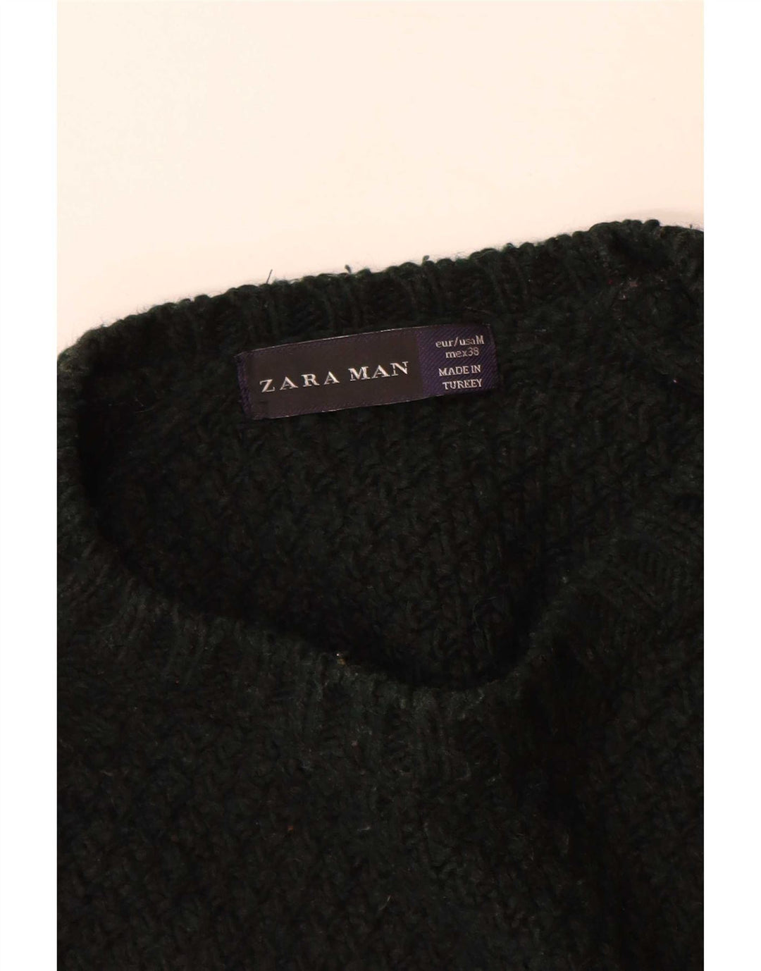 Мужской джемпер с круглым вырезом Zara, средний черный акрил