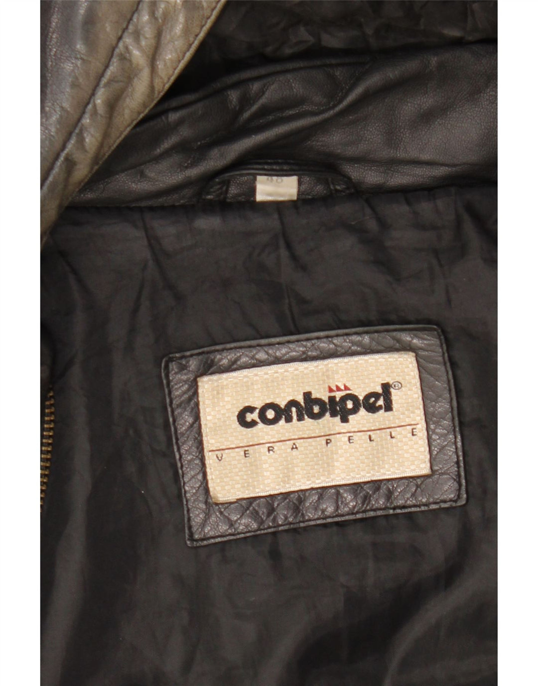 Conbipel Мужская кожаная куртка свободного кроя с капюшоном IT 48 Medium Black Leather