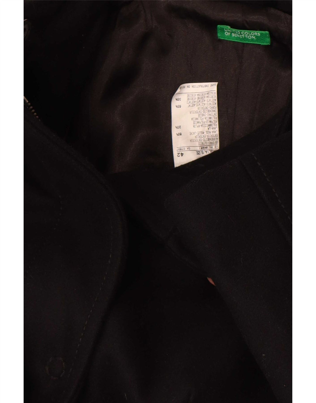 Женское пальто Benetton IT 42 Medium Black Wool
