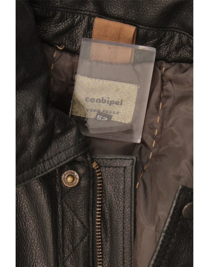 CONBIPEL Мужское кожаное пальто с капюшоном IT 52 Большое Коричневое Кожаное