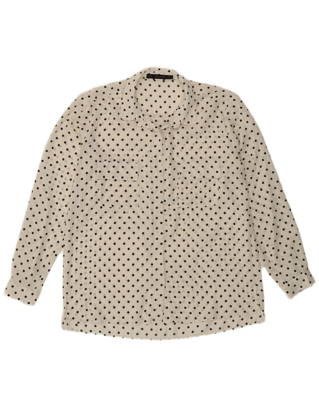 Женская прозрачная рубашка Zara UK 14, средний белый горошек