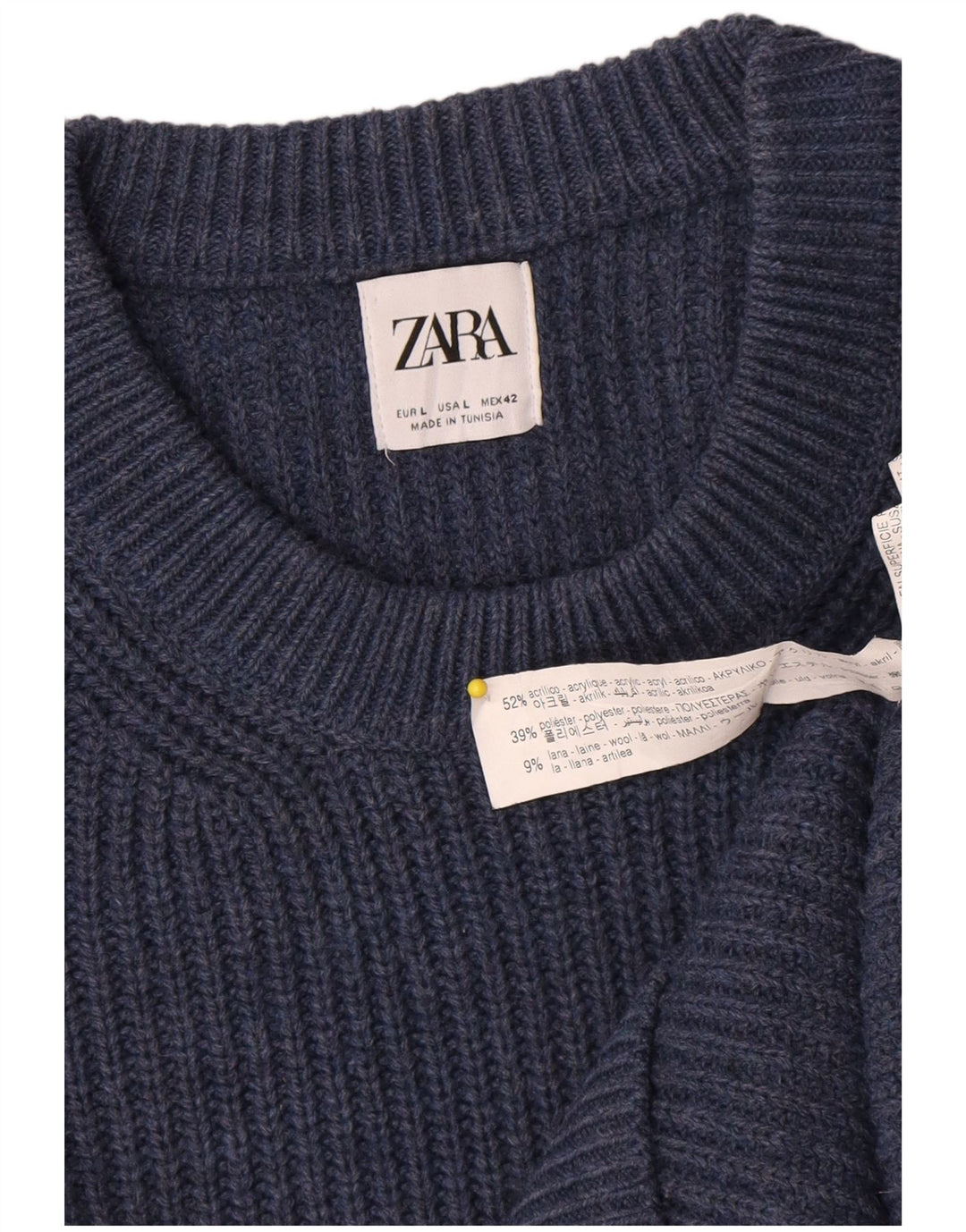 Мужской джемпер с круглым вырезом Zara, большой синий акрил
