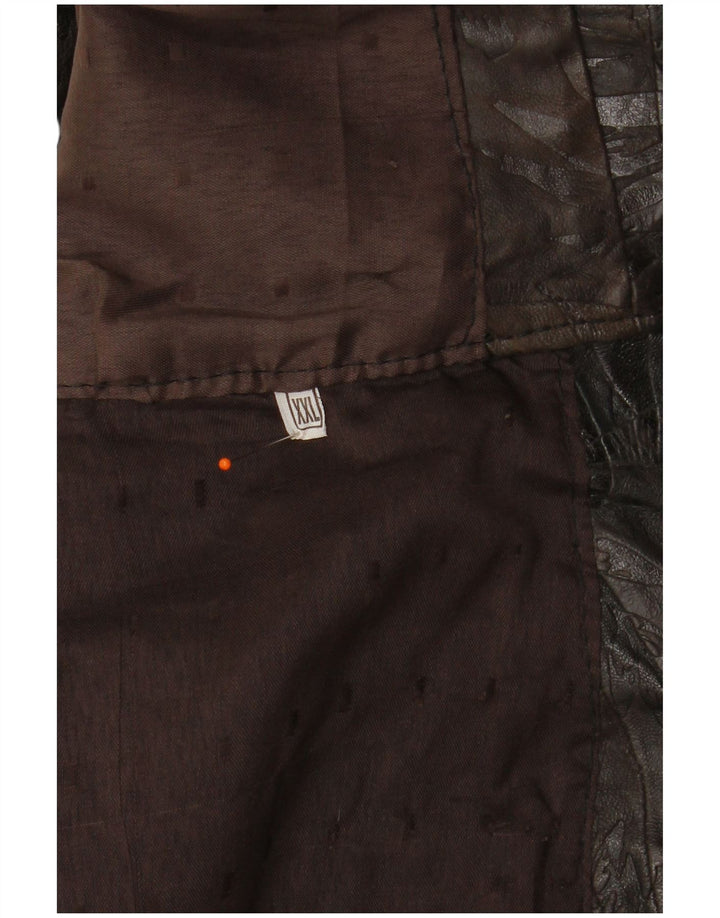 Мужской кожаный жилет VINTAGE 2XL коричневый в стиле пэчворк