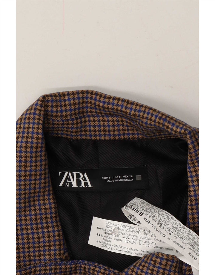 Женский пиджак оверсайз Zara UK 10, маленький разноцветный с узором "гусиные лапки"