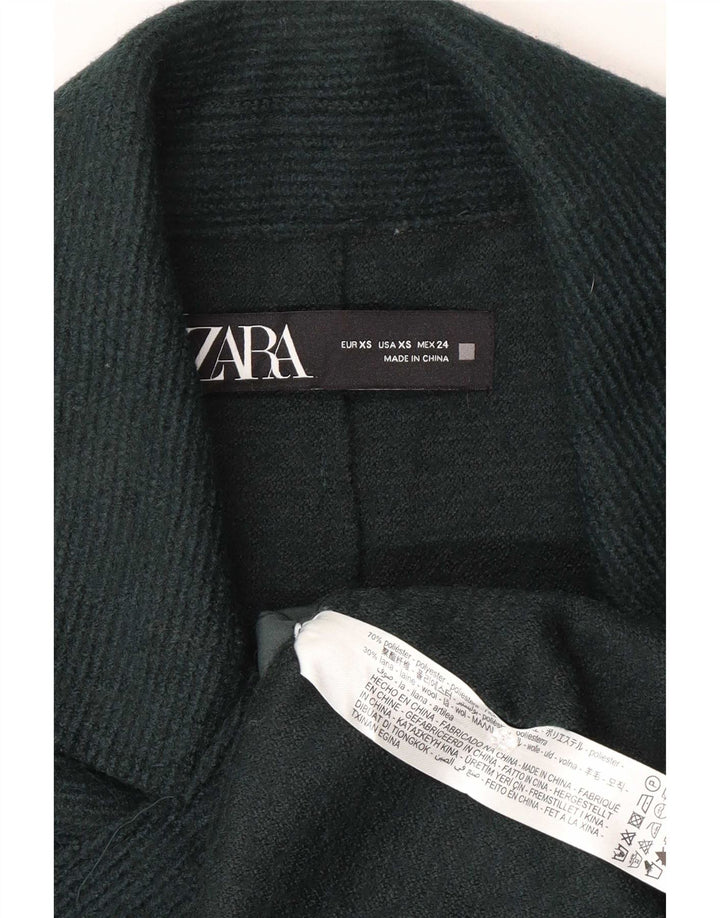 Женское двубортное пальто оверсайз Zara UK 4 XS, зеленый полиэстер