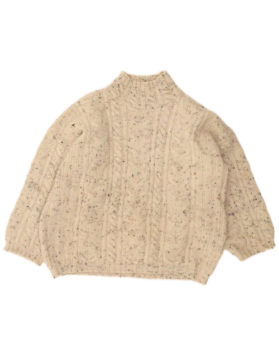 ВИНТАЖНЫЙ женский джемпер с высоким воротником, Великобритания, 18 XL, кремовый, в крапинку