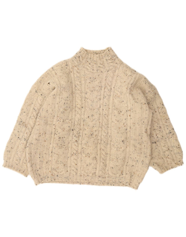 ВИНТАЖНЫЙ женский джемпер с высоким воротником, Великобритания, 18 XL, кремовый, в крапинку
