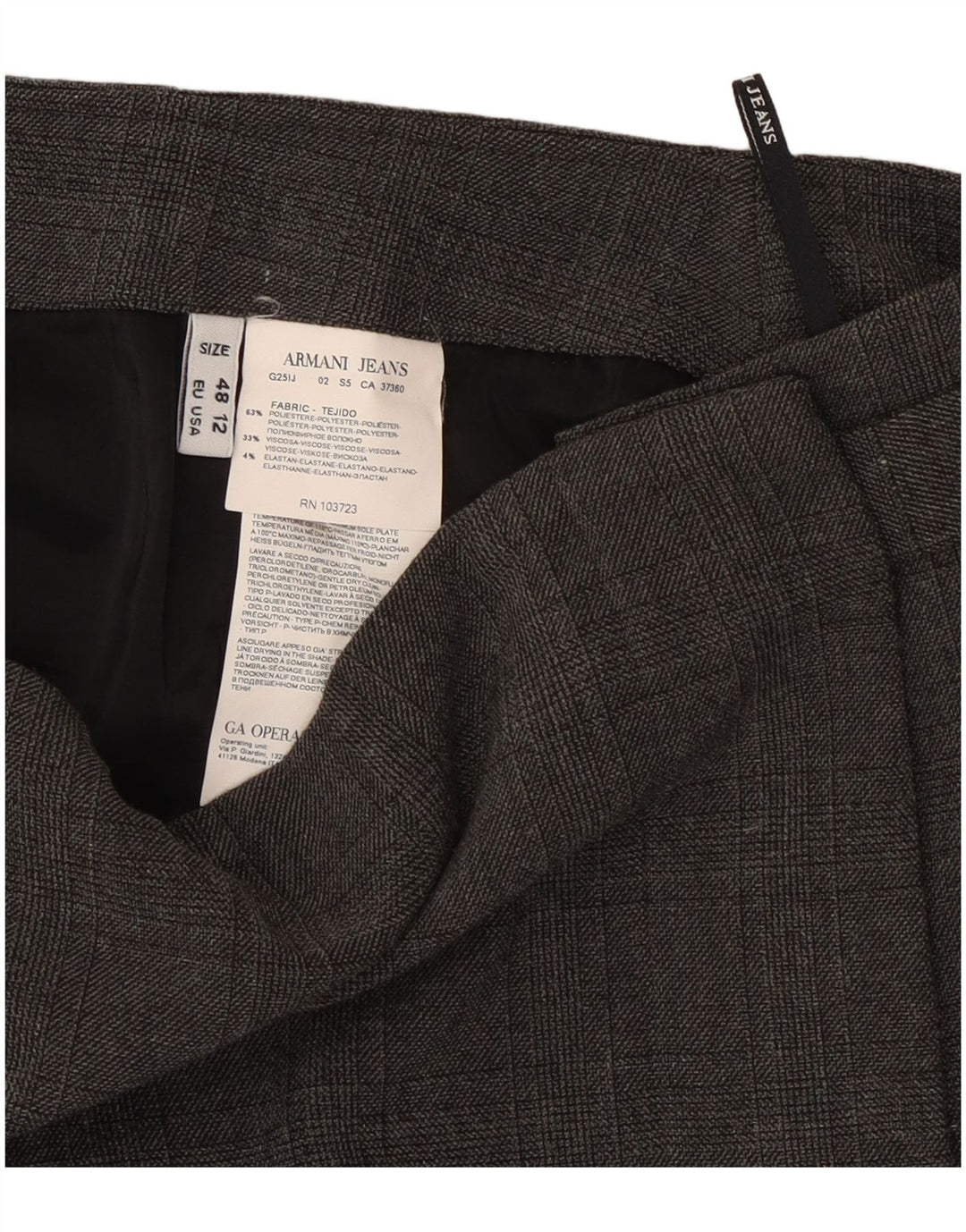 Женская юбка с запахом Armani Jeans US 12, большая W34, серый полиэстер в клетку