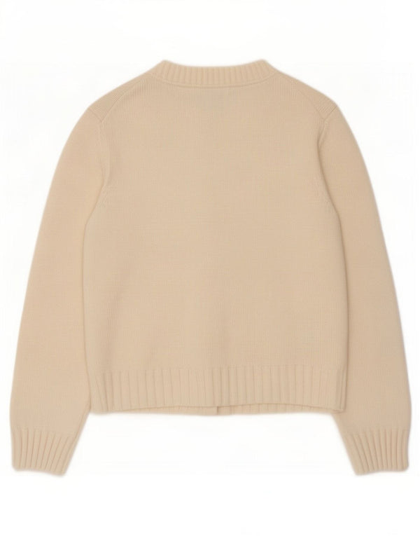 Marks & Spencer Womens Oversized Cardigan Sweater UK 6 XS Off White Cotton