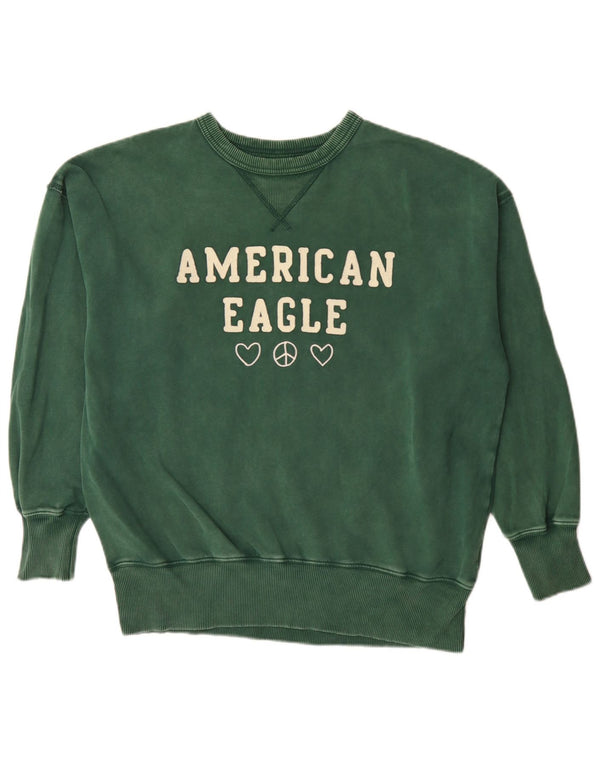 Мужской свитшот свободного кроя American Eagle с рисунком XS, зеленый хлопок