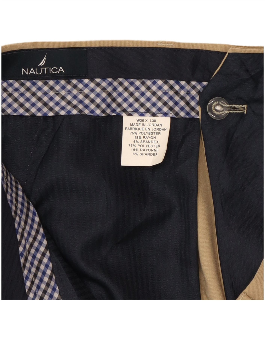 Мужские прямые костюмные брюки Nautica W36 L30 бежевого цвета из полиэстера