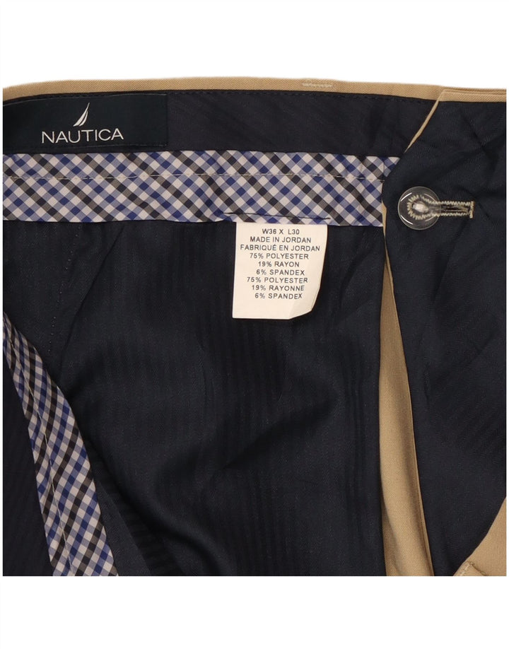 Мужские прямые костюмные брюки Nautica W36 L30 бежевого цвета из полиэстера