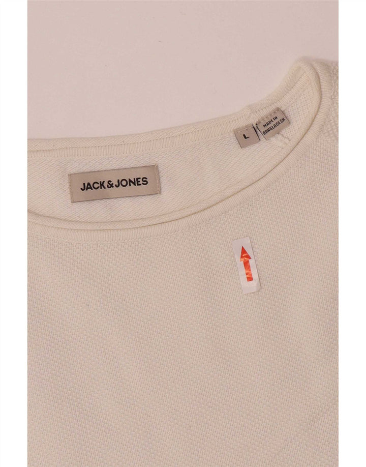 Мужской джемпер с вырезом «лодочка» Jack & Jones, большой белый хлопковый свитер