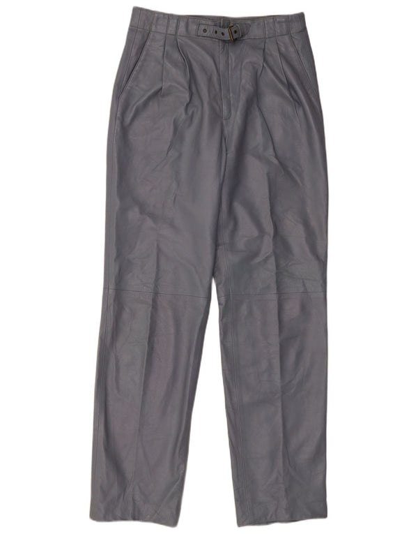 Винтажные женские прямые кожаные брюки IT 46, большие W28 L32, серые