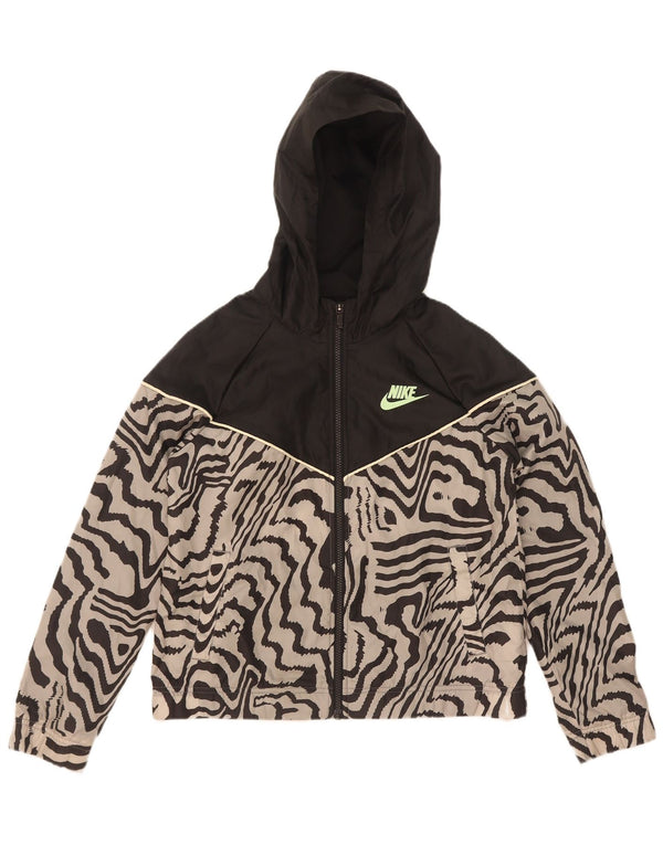 Спортивный костюм с капюшоном для девочек Nike, верхняя куртка 13–14 лет, размер XL, черный с животным принтом