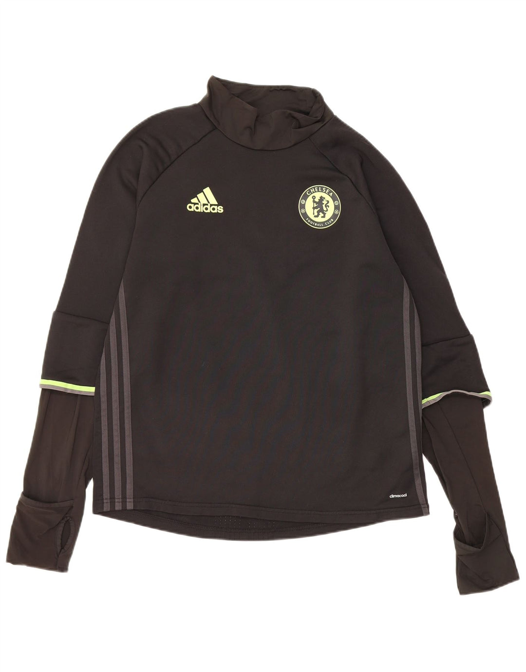 Adidas Mens Chelsea FC Графический топ с длинными рукавами, средний черный полиэстер