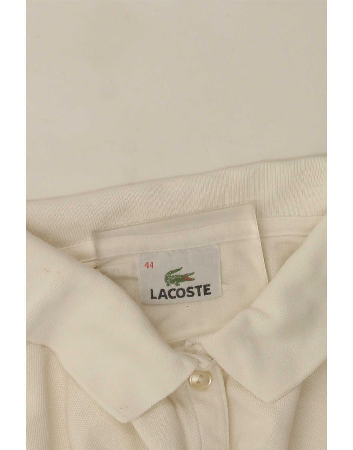 Женская рубашка поло с длинным рукавом Lacoste, размер 44, большая белая