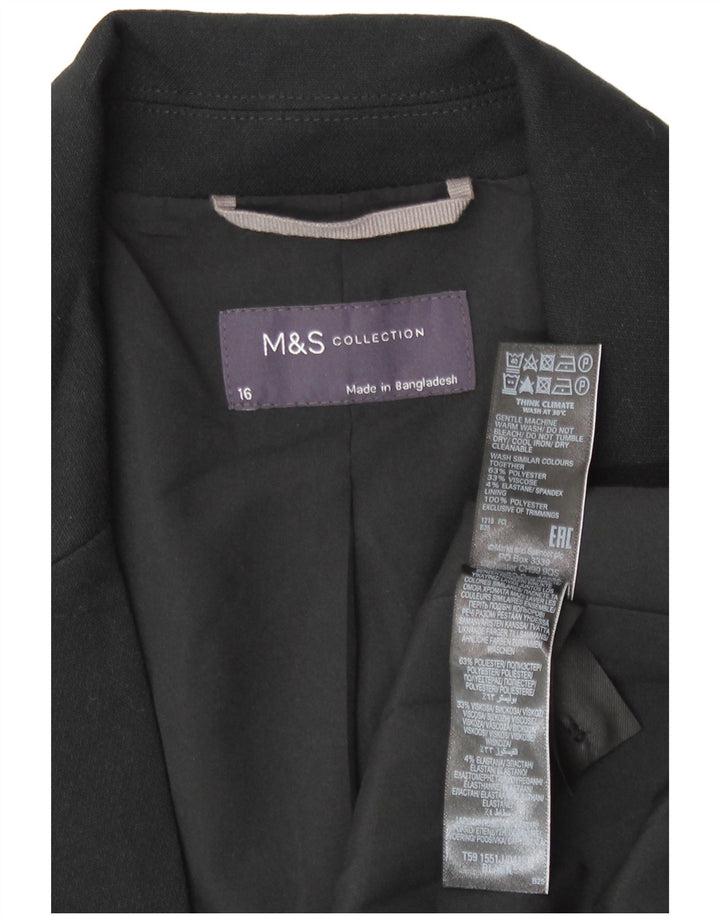 Женский пиджак на 1 пуговице Marks & Spencer, Великобритания 16, большой черный полиэстер
