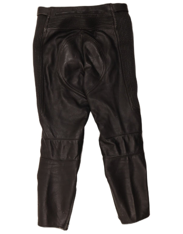 Винтажные женские кожаные байкерские брюки IT 40, маленькие W30 L26, черные кожаные