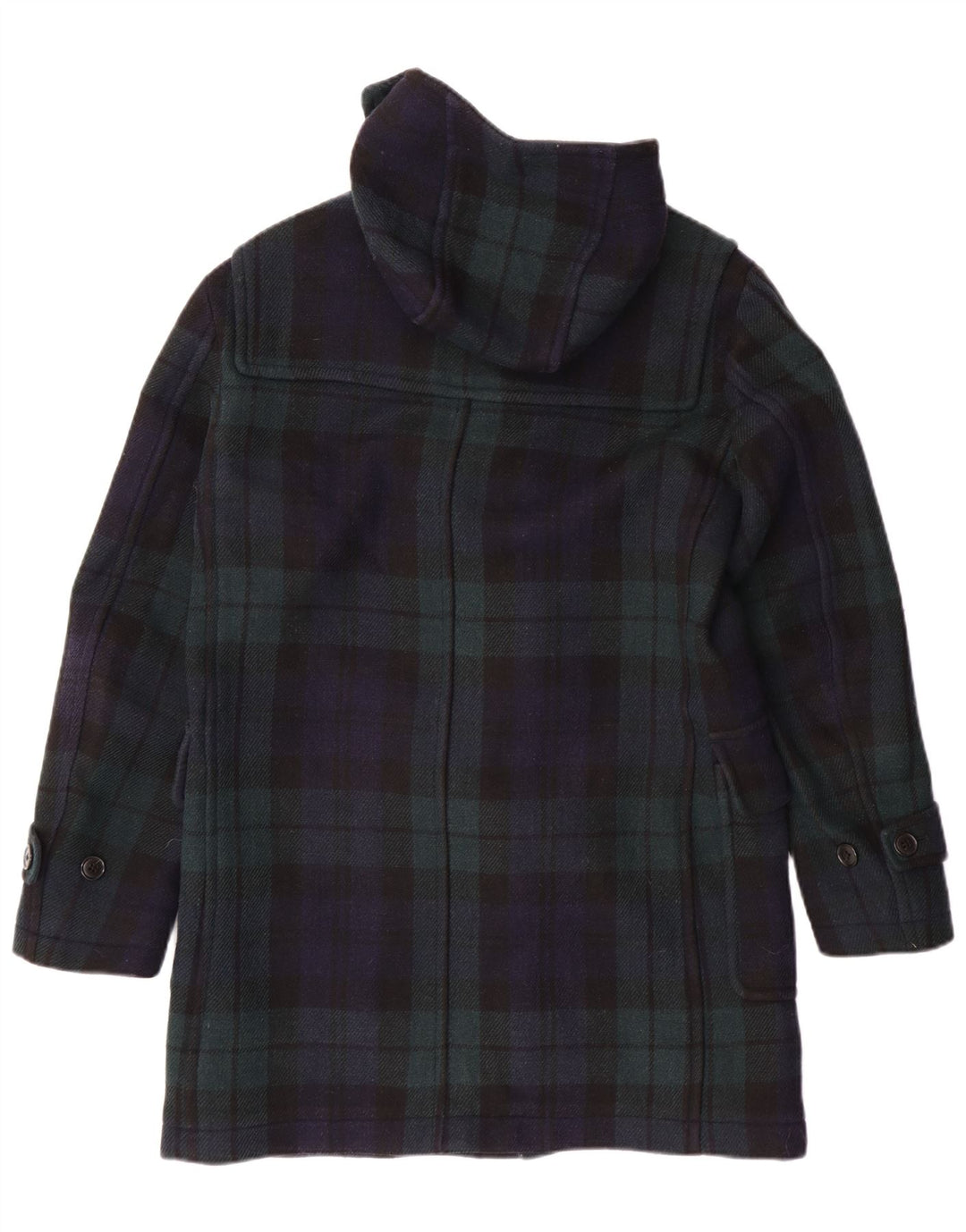 Мужской дафлкот с капюшоном Uniqlo UK 36, маленький темно-синий в клетку