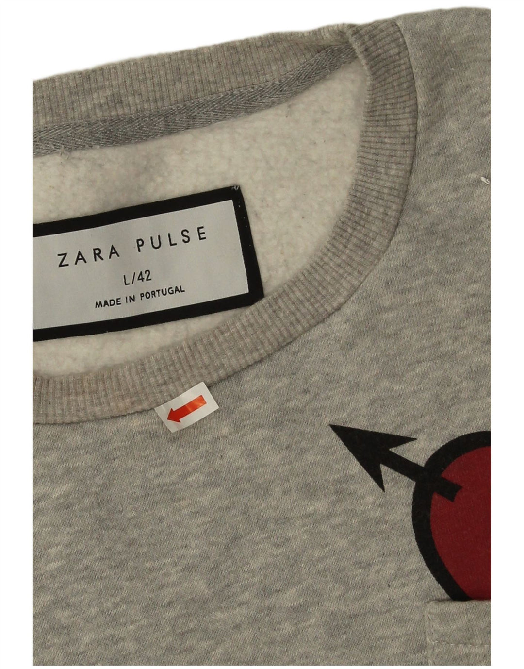 Мужской свитшот Zara, большой серый в крапинку с сердцем