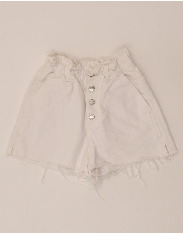 Женские джинсовые шорты с высокой талией Zara EU 34 2XS W22, белый хлопок