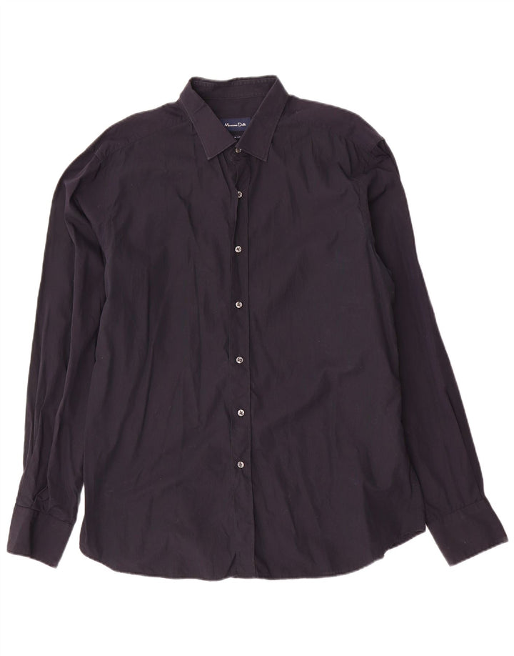 Мужская рубашка приталенного кроя MASSIMO DUTTI XL, темно-синяя, хлопок