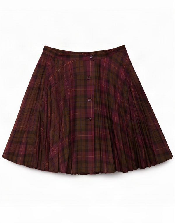 Penny Black Женская плиссированная круглая юбка IT 42 Medium W27 Бордовая шерсть в клетку