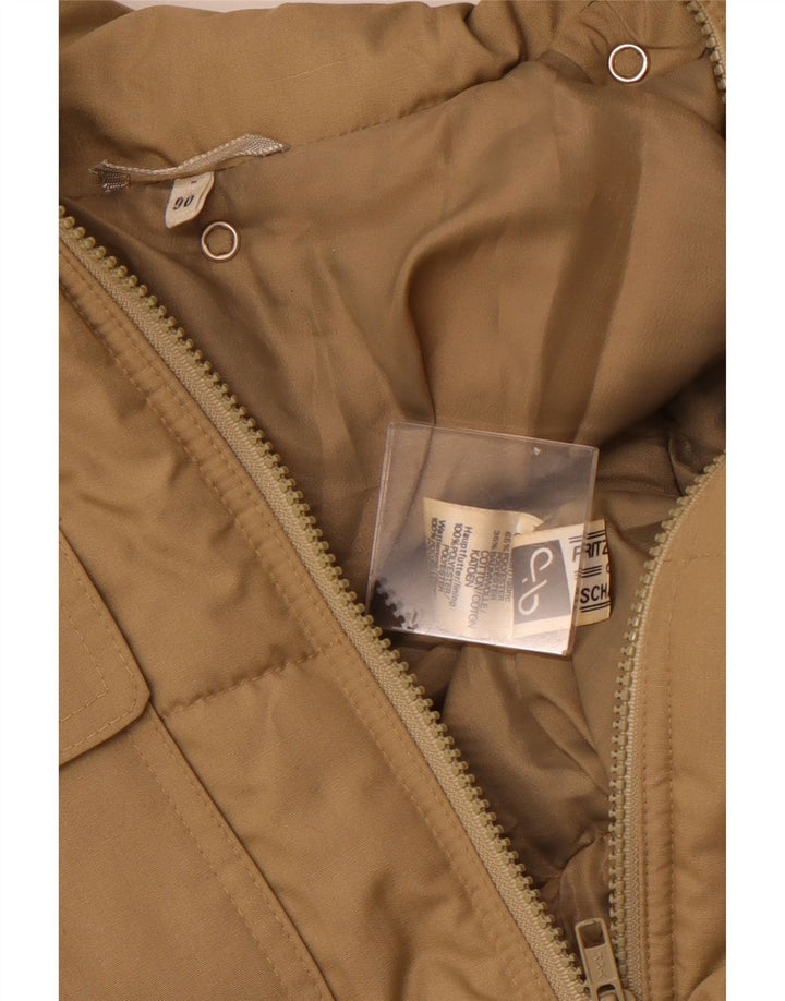 Винтажное мужское стеганое пальто UK 36, маленькое бежевое полиэстер