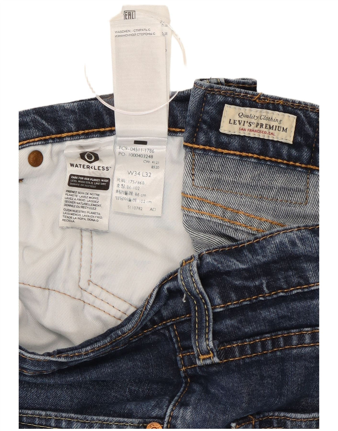 Мужские джинсы Levi's 511 Slim W34 L32 Темно-синие, хлопок
