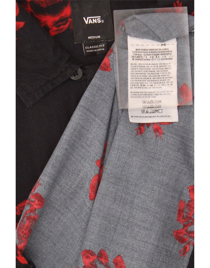Мужская рубашка классического кроя с коротким рукавом Vans среднего черного цвета с тропическим цветочным принтом