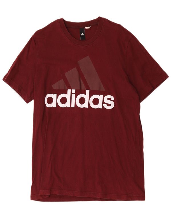 Adidas Мужская футболка с рисунком Топ среднего цвета, бордовый хлопок