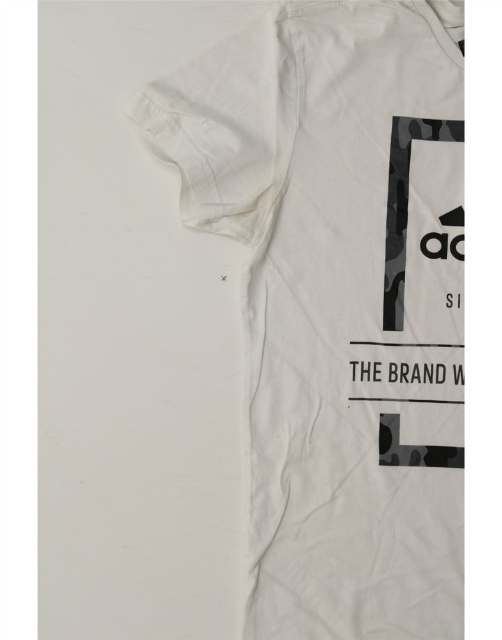 ADIDAS Mens Graphic T-Shirt Top Small White Cotton Vintage Adidas and Second-Hand Adidas from Messina Hembry 