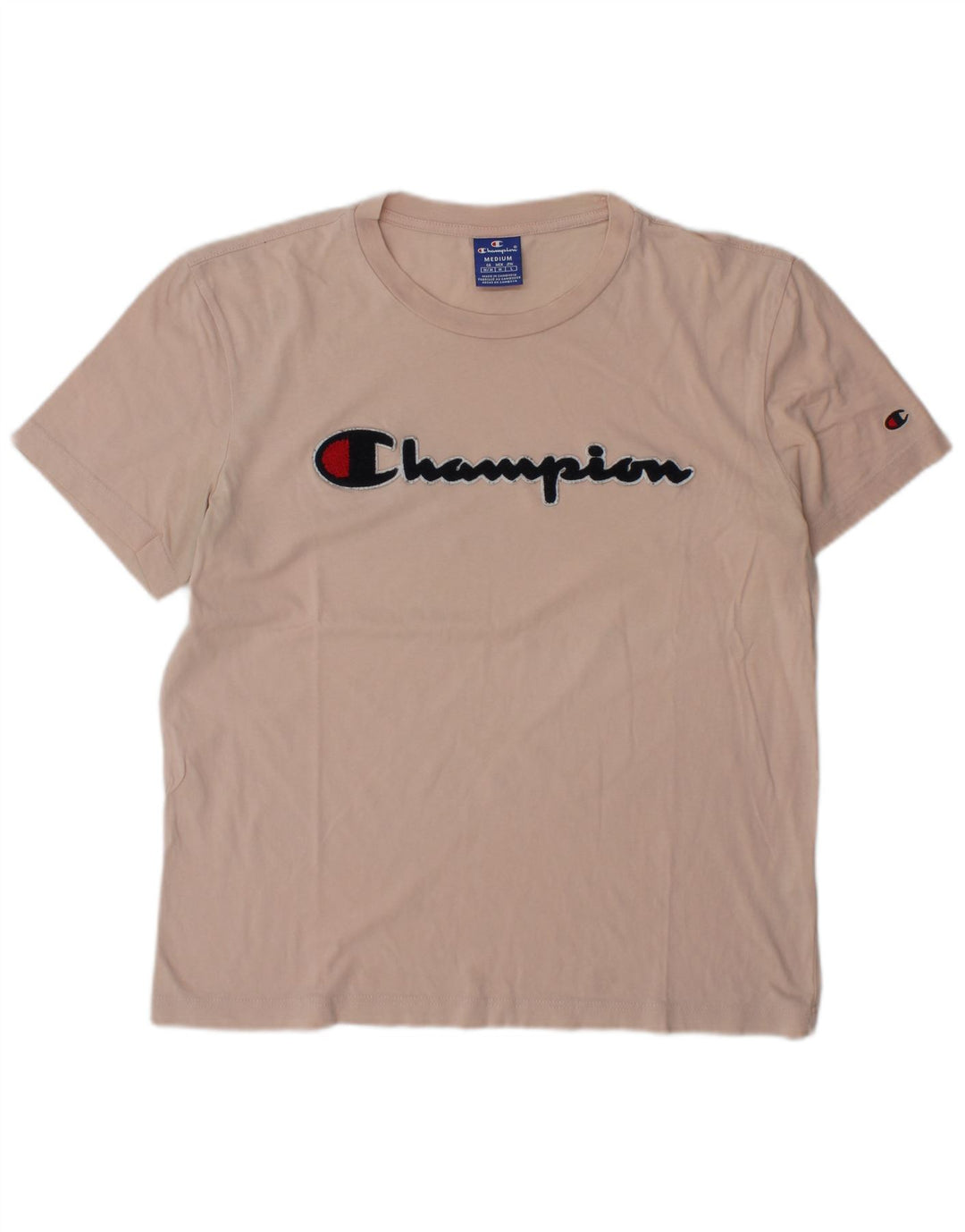 Мужская футболка с рисунком Champion, хлопковый топ среднего розового цвета