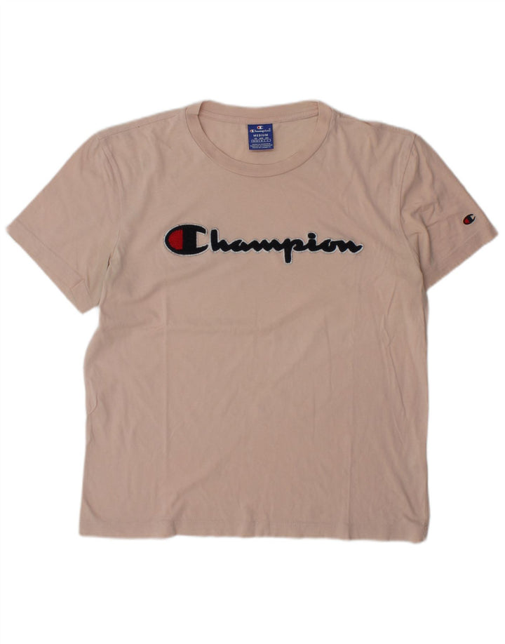 Мужская футболка с рисунком Champion, хлопковый топ среднего розового цвета