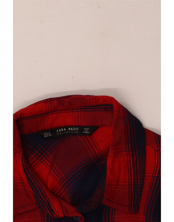 Женская фланелевая рубашка Zara UK 12, средний красный в клетку