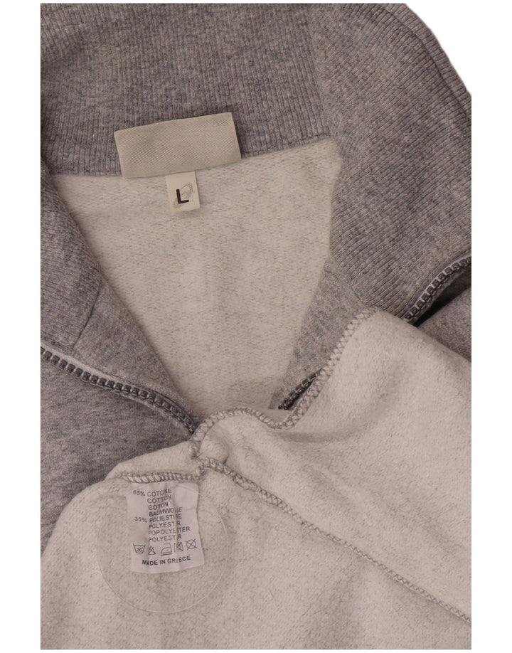 Мужской свитер с воротником на молнии Asics, большой серый хлопковый джемпер