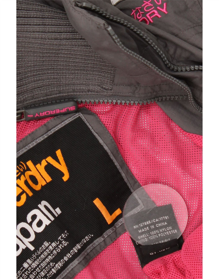 Женская дождевик с капюшоном Superdry UK 16, большой серый нейлон