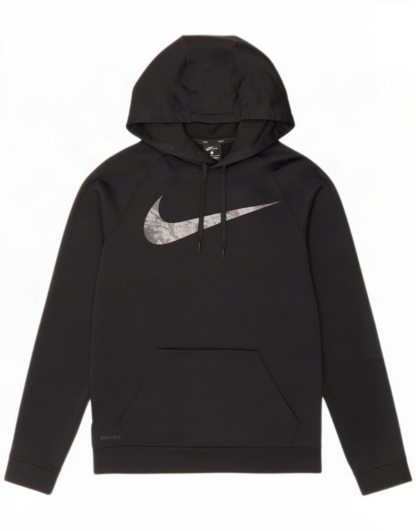 Мужской джемпер с капюшоном Nike Dri Fit с рисунком, маленький, черный, полиэстер