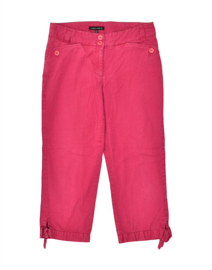LAURA ASHLEY Womens Capri Casual Trousers UK 8 Small  W28 L20 Pink Cotton | Vintage Laura Ashley | Thrift | Second-Hand Laura Ashley | Used Clothing | Messina Hembry 